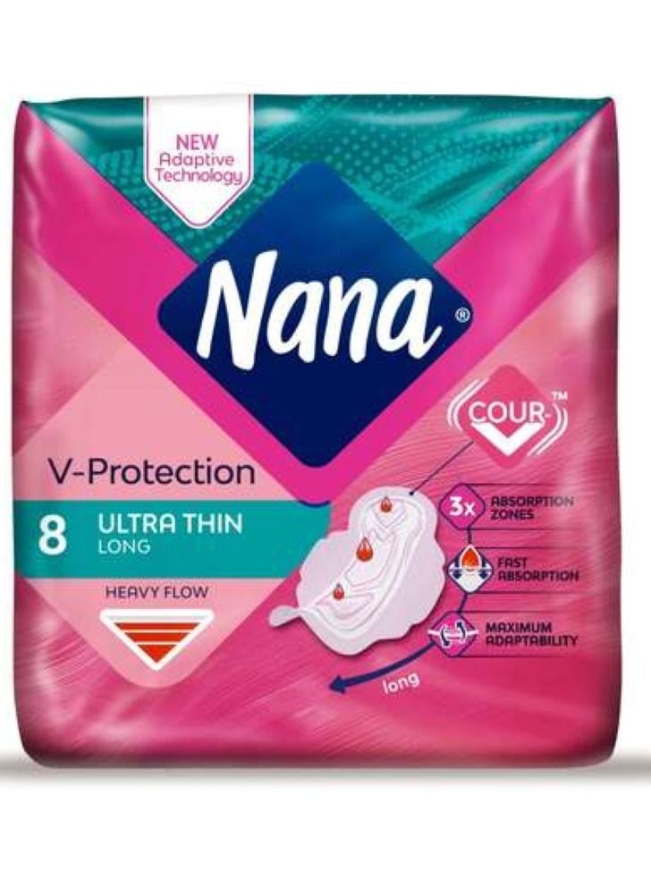 Nana Ultra Thin Large Sanitary Pads With Wings White 8 Pads